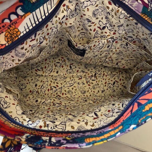 VERA BRADLEY Small Vera Tote Bag Fall for Peanuts Orange Multicolor Cotton - Picture 7 of 7